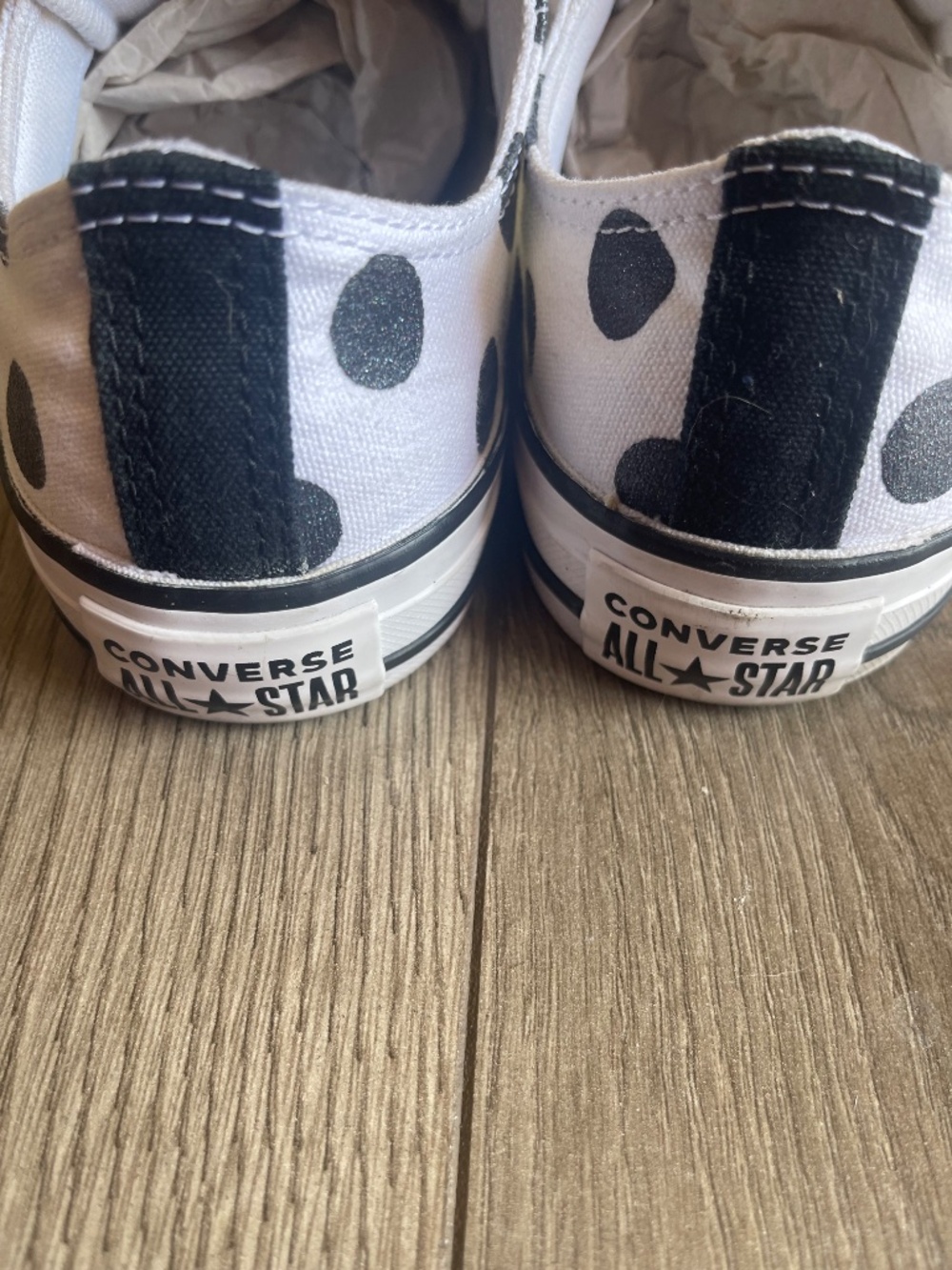 Black & White Polka Dot Low Top Converse - Picture 3 of 4